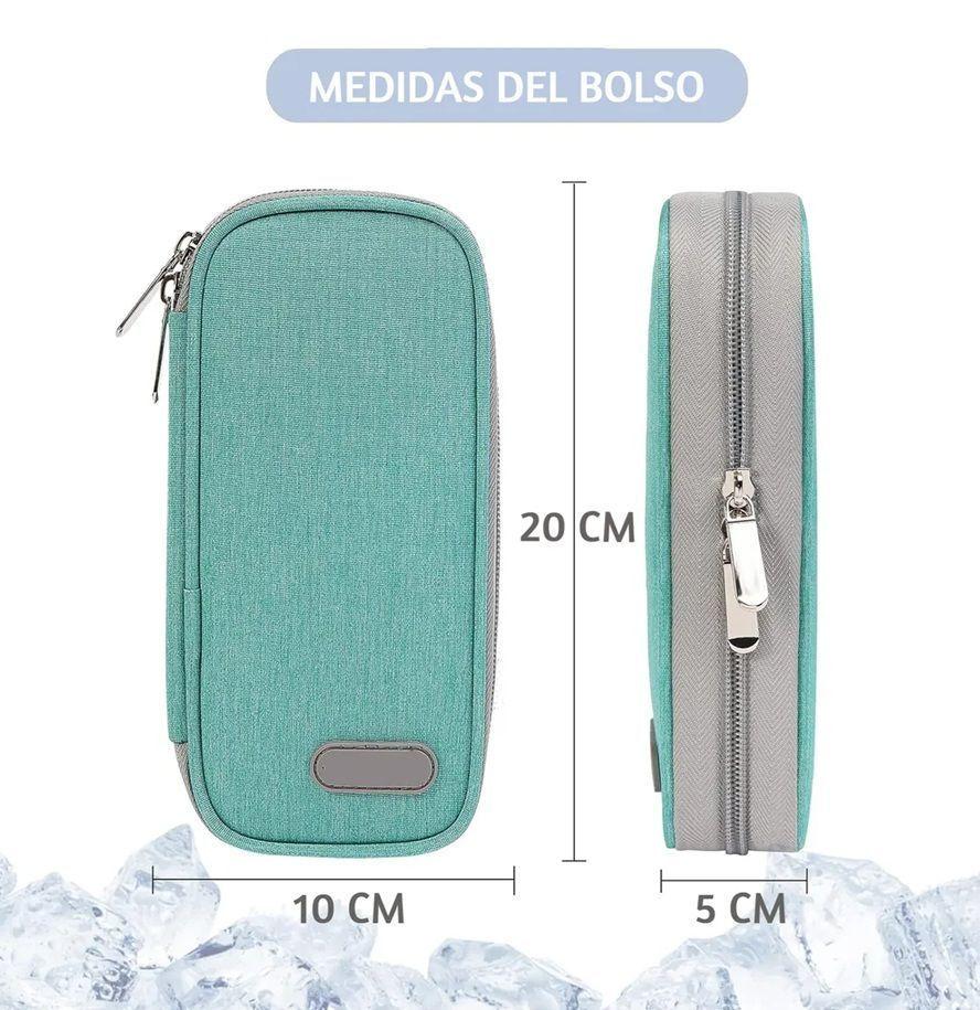 Bolso Estuche Cooler Porta Insulina Para Viaje Refrigerante Tela Verde-2