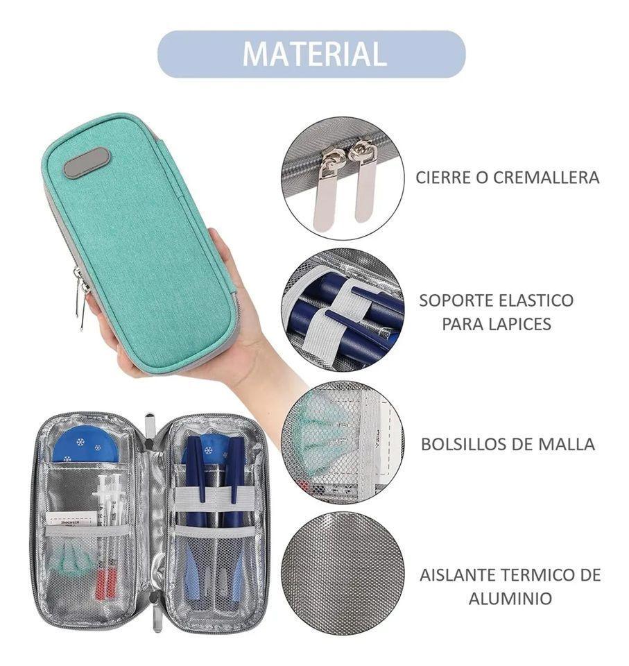Bolso Estuche Cooler Porta Insulina Para Viaje Refrigerante Tela Verde-3