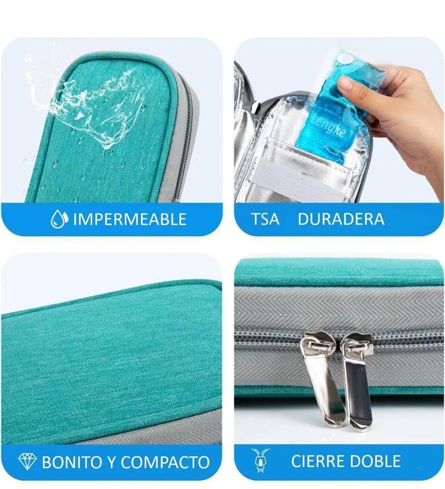 Bolso Estuche Cooler Porta Insulina Para Viaje Refrigerante Tela Verde-5