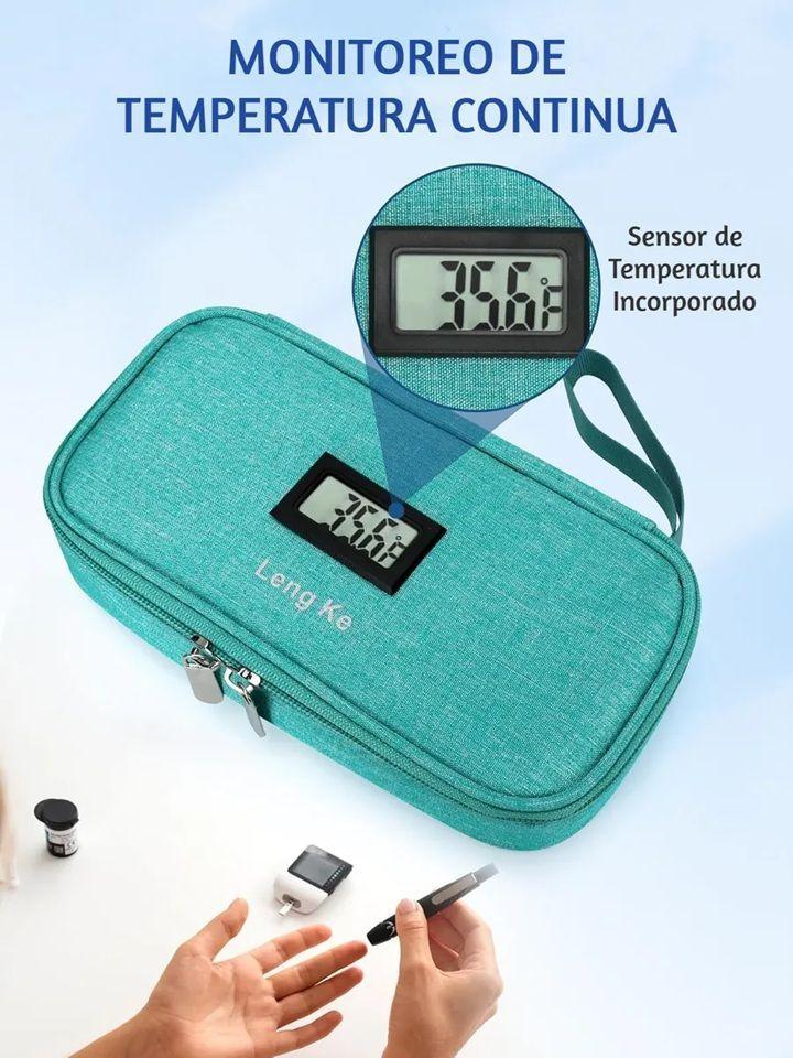 Bolso Cooler Estuche Porta Insulina Refrigerante Para Viaje Tela Verde-4