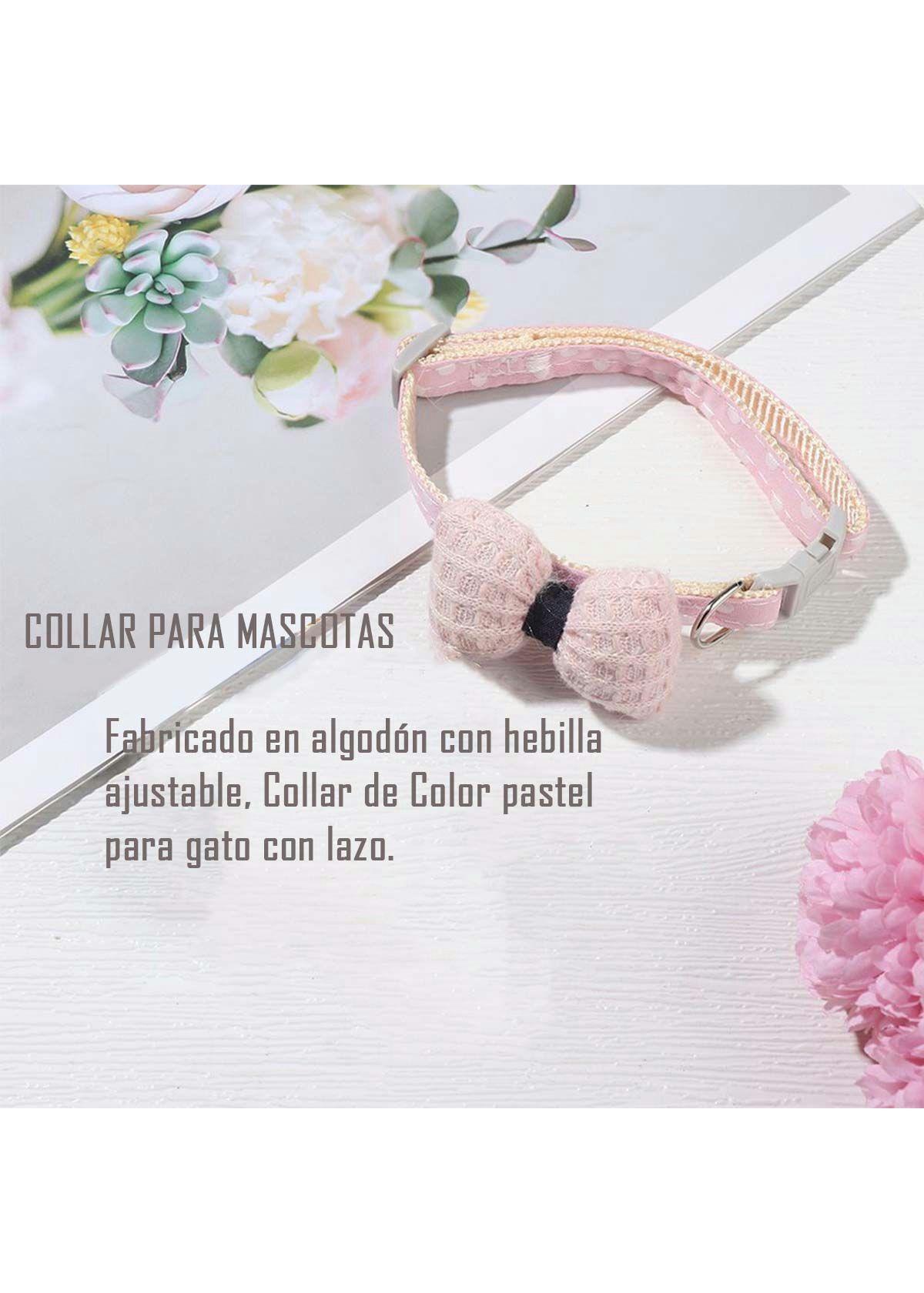 Collar De Algodon Lazo Para Mascotas Gato Y Perro Rosado-2