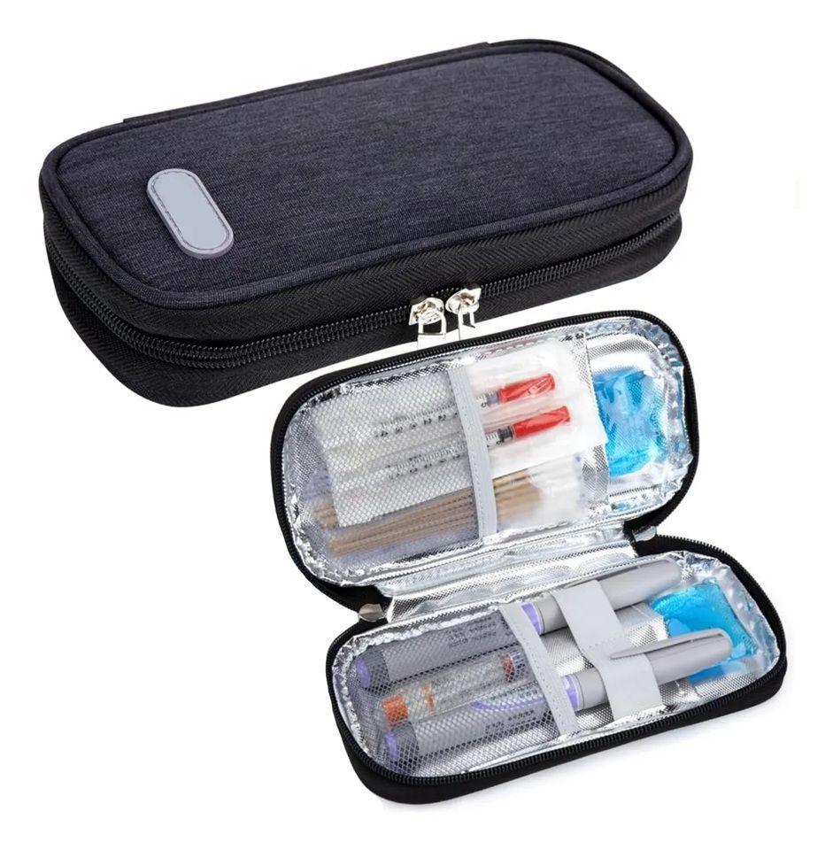 Bolso Estuche Cooler Porta Insulina Para Viaje Refrigerante Tela Negro-2