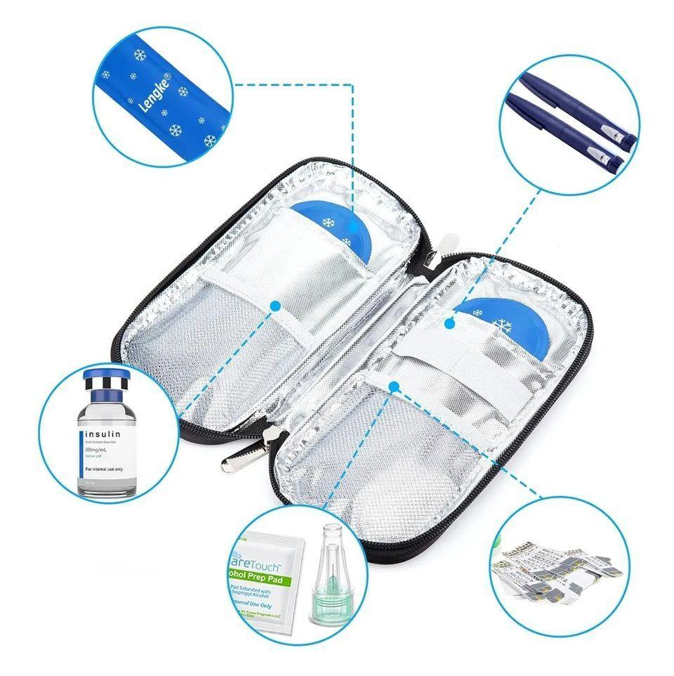 Bolso Estuche Cooler Porta Insulina Para Viaje Refrigerante Tela Negro-5