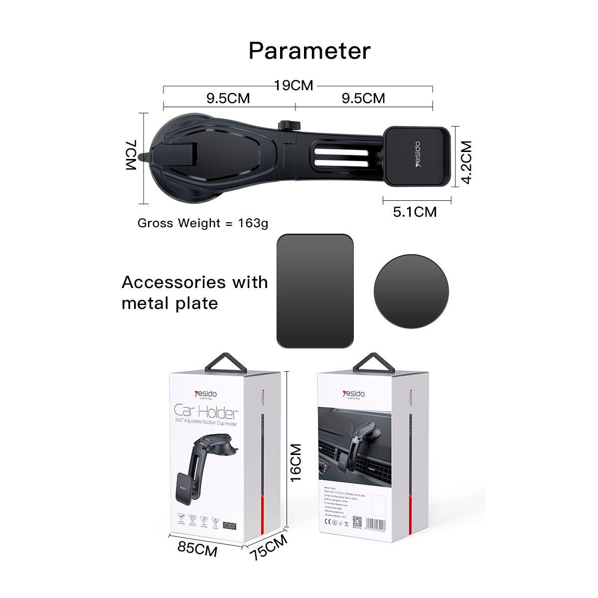Soporte Holder De Teléfono Magnético De Succión C107 Yesido-3