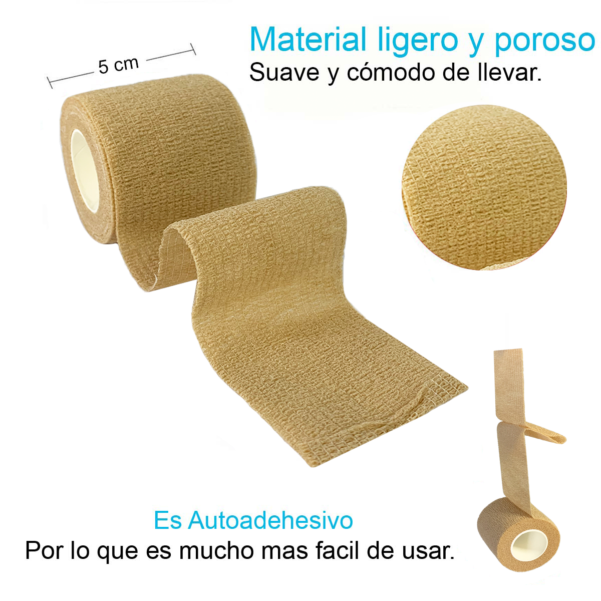 Venda Autoadherente Compatible Con Coban 5cm X 4.5mt Und Piel-2