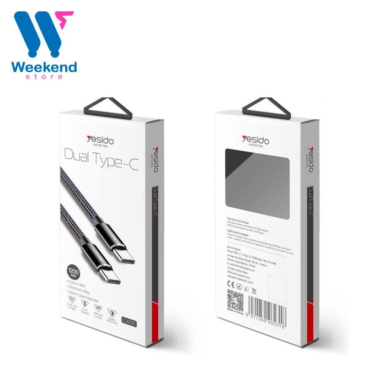 Cable para Celular Tipo C a Tipo C Yesido CA-55 Carga Rápida-3
