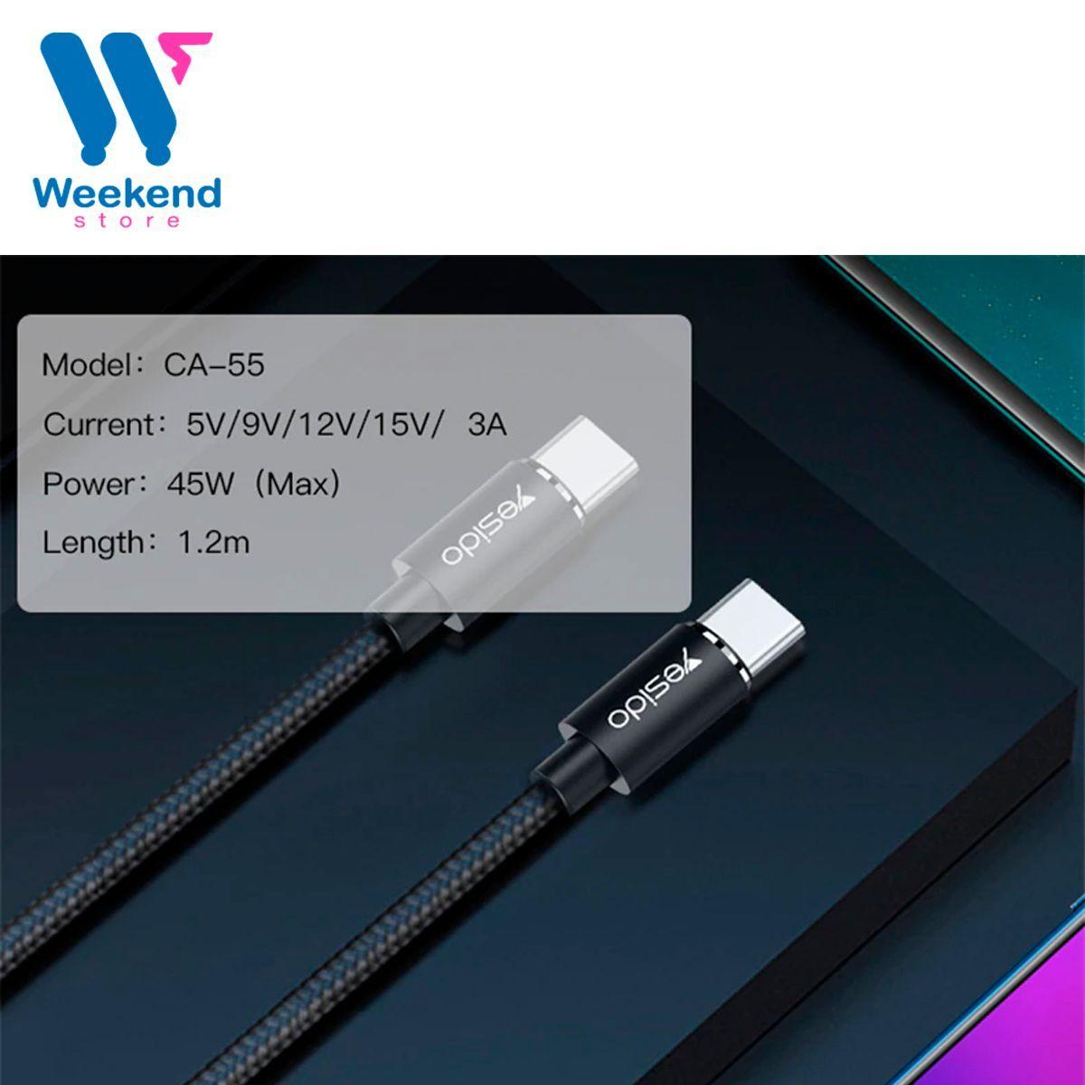Cable para Celular Tipo C a Tipo C Yesido CA-55 Carga Rápida-4
