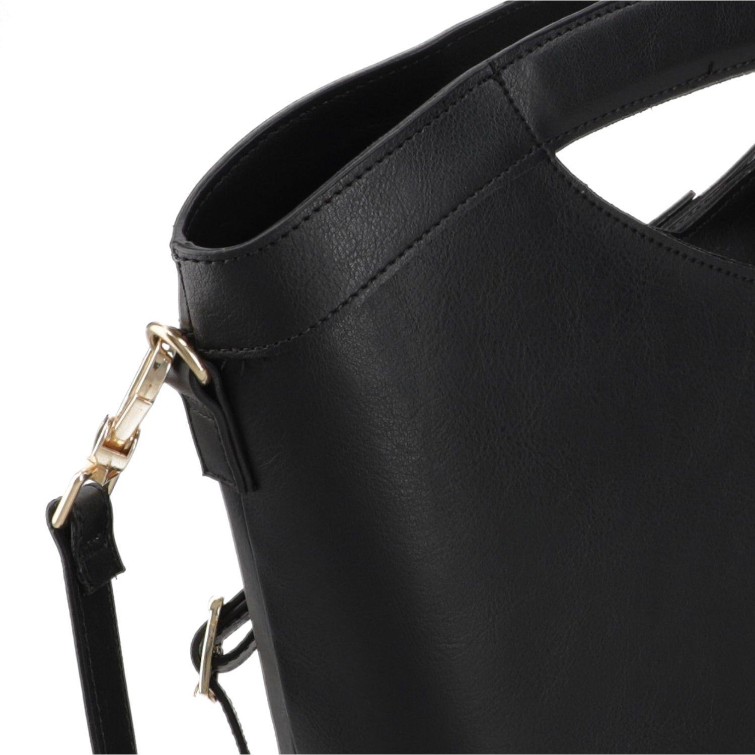 Cartera Tote Mujer Vizzano Negra con Logo Metálico-4