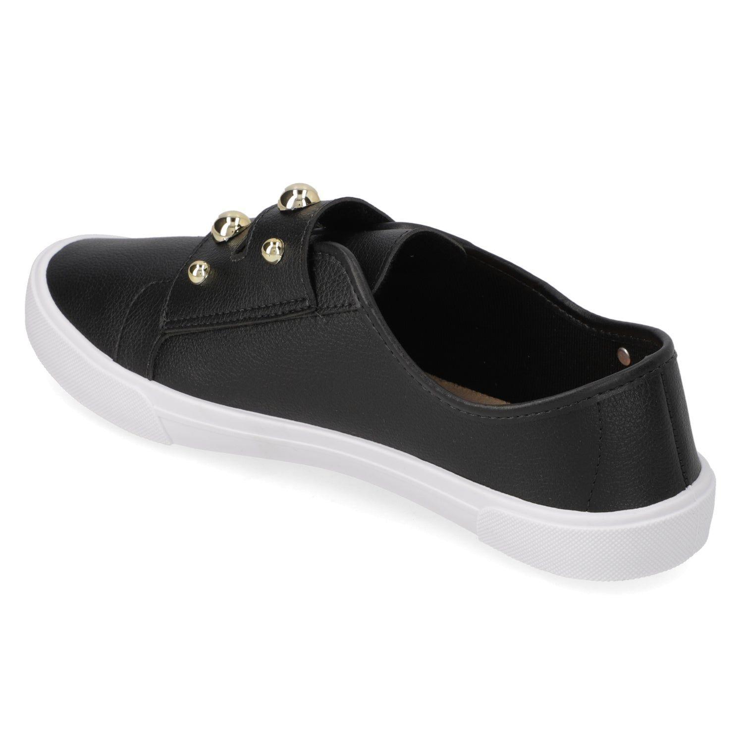 Zapatillas Casuales Negras Con Tachas Doradas Moleca-3
