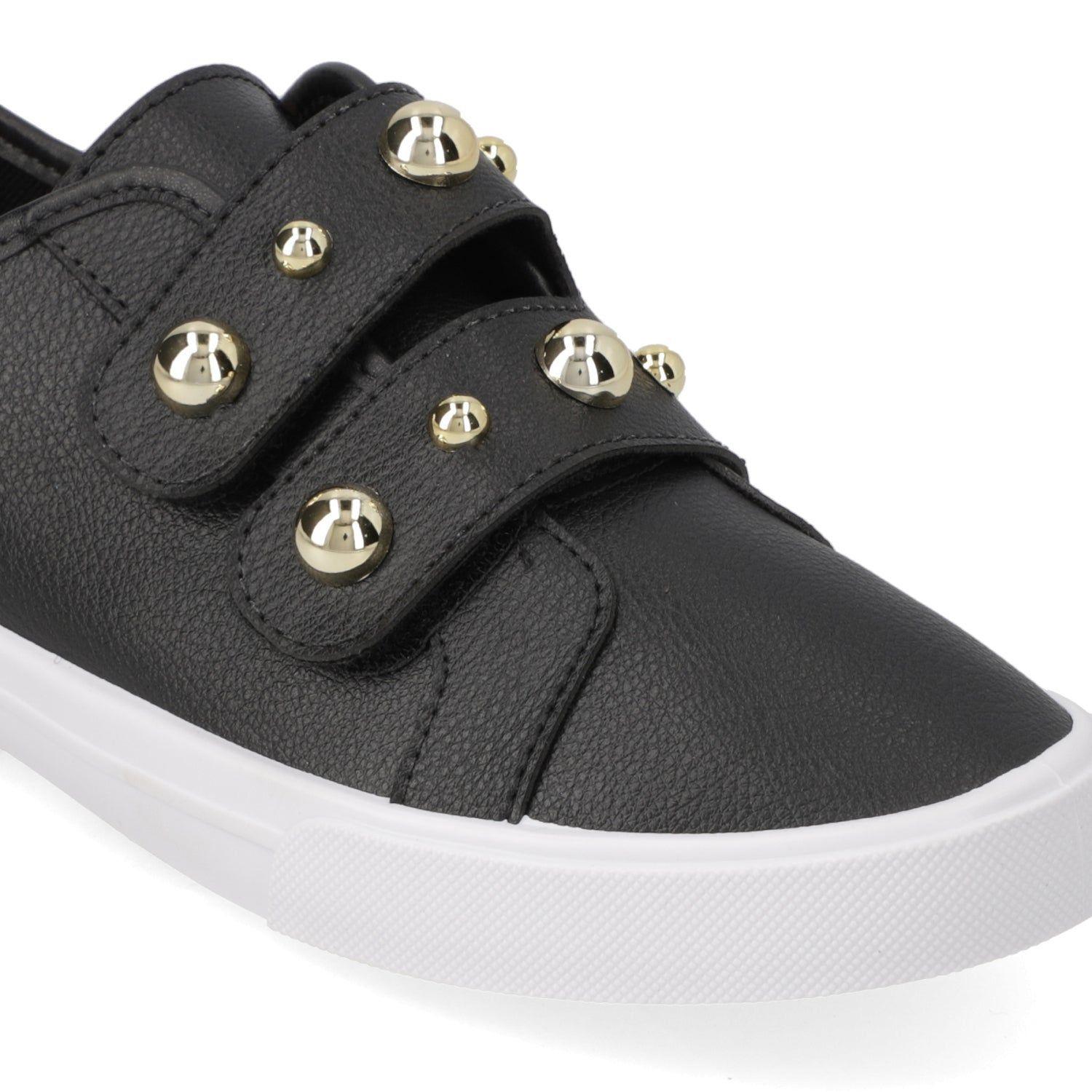 Zapatillas Casuales Negras Con Tachas Doradas Moleca-5
