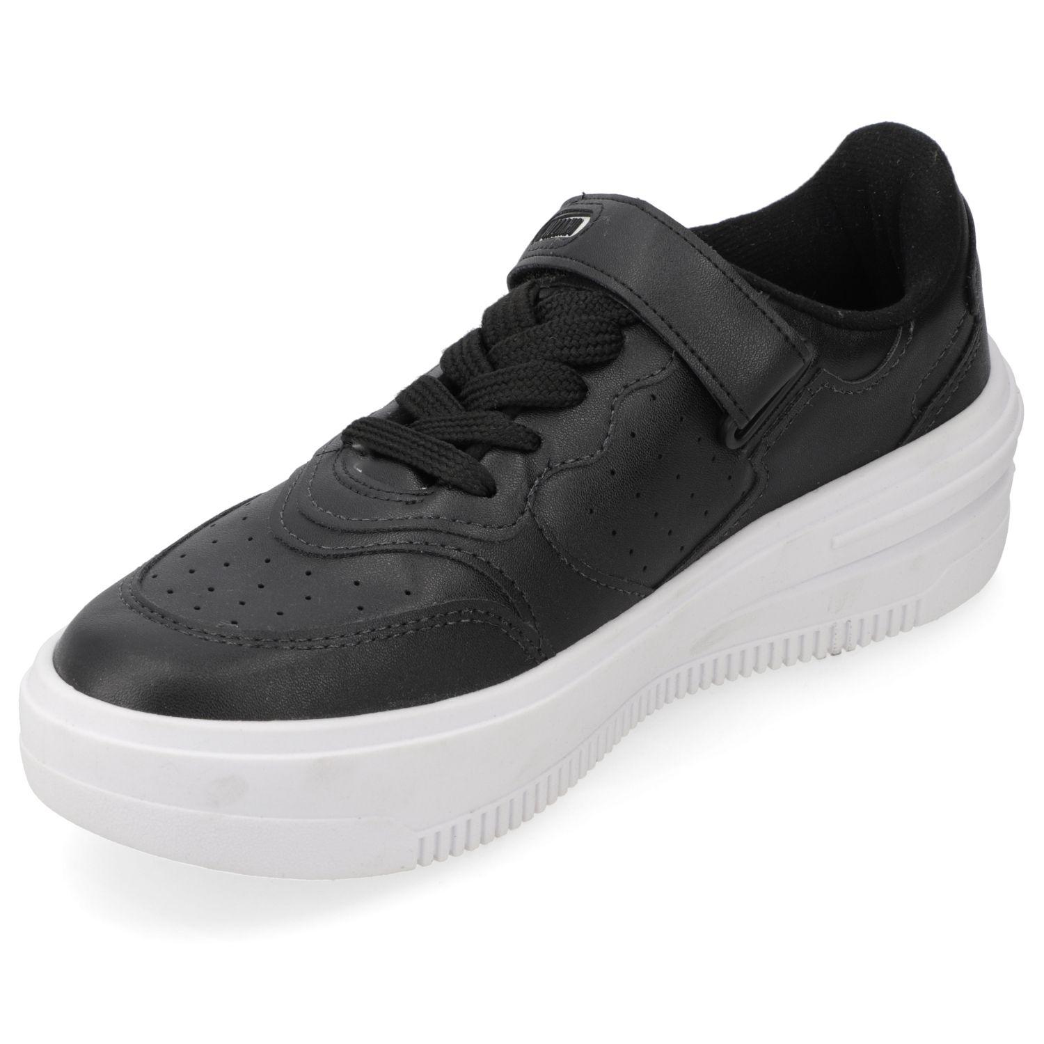Zapatilla Casual Vizzano Negro Efecto Cuero  Negro Pelica-2