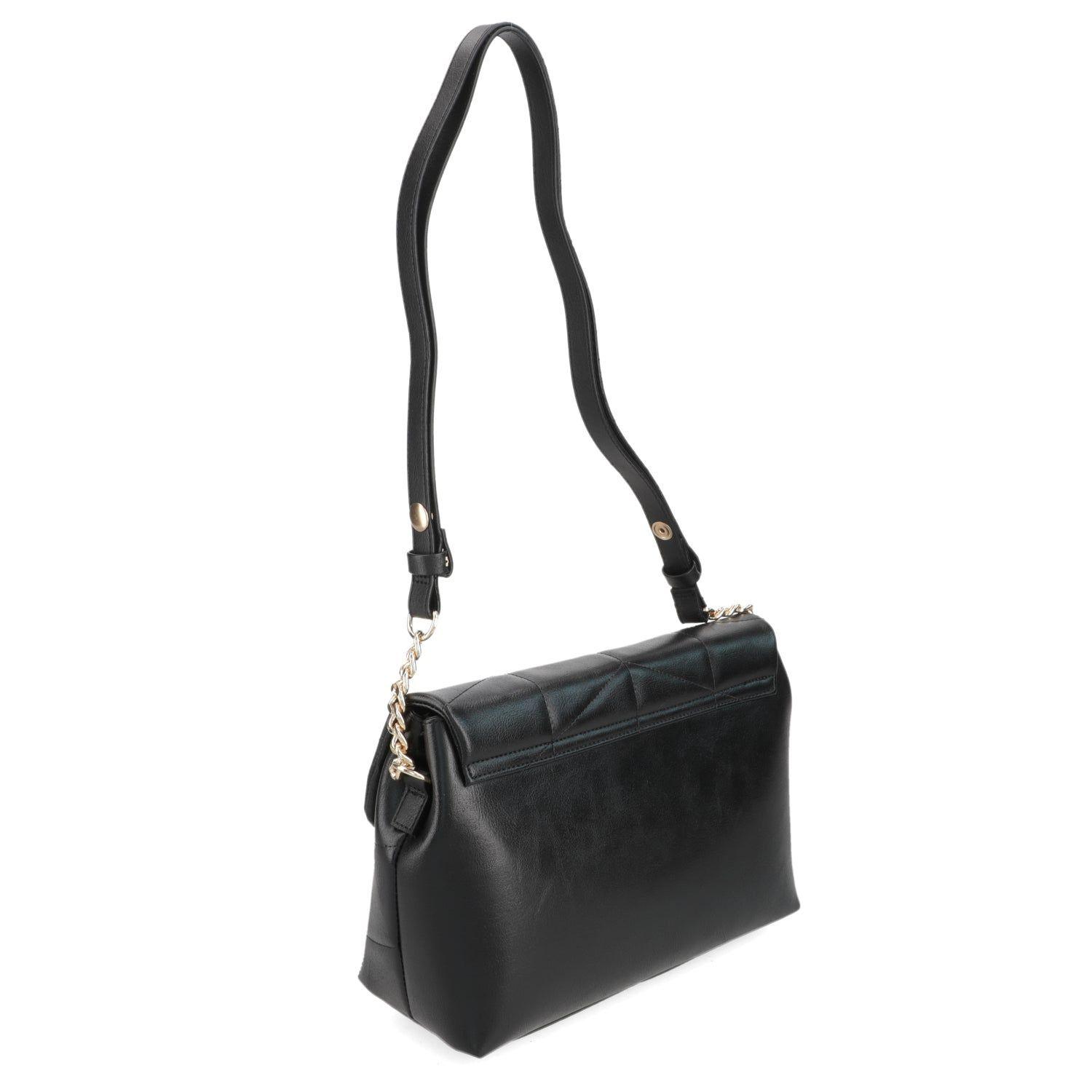 Cartera Bandolera Negra Vizzano con Detalle "V" Metálica-3