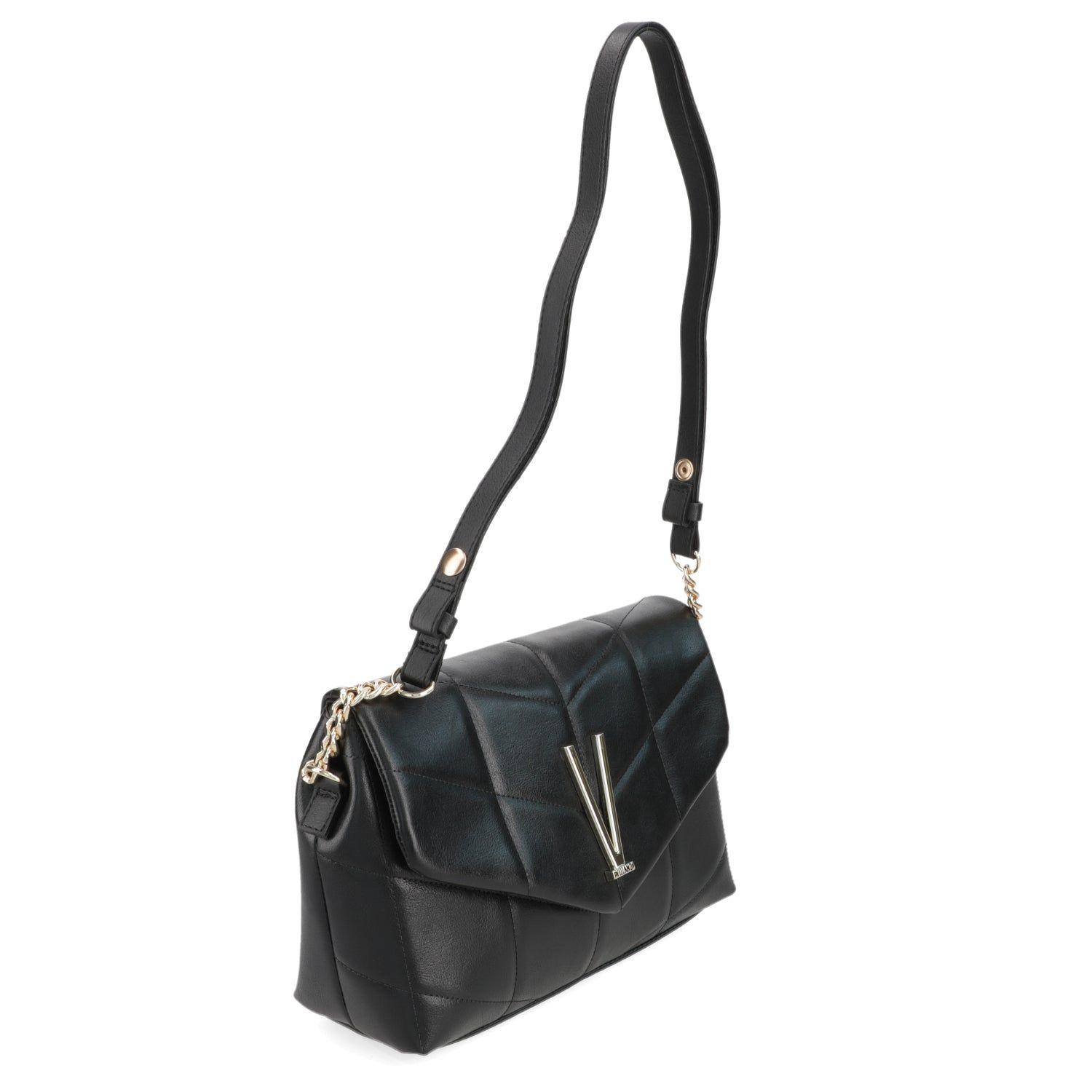 Cartera Bandolera Negra Vizzano con Detalle "V" Metálica-4