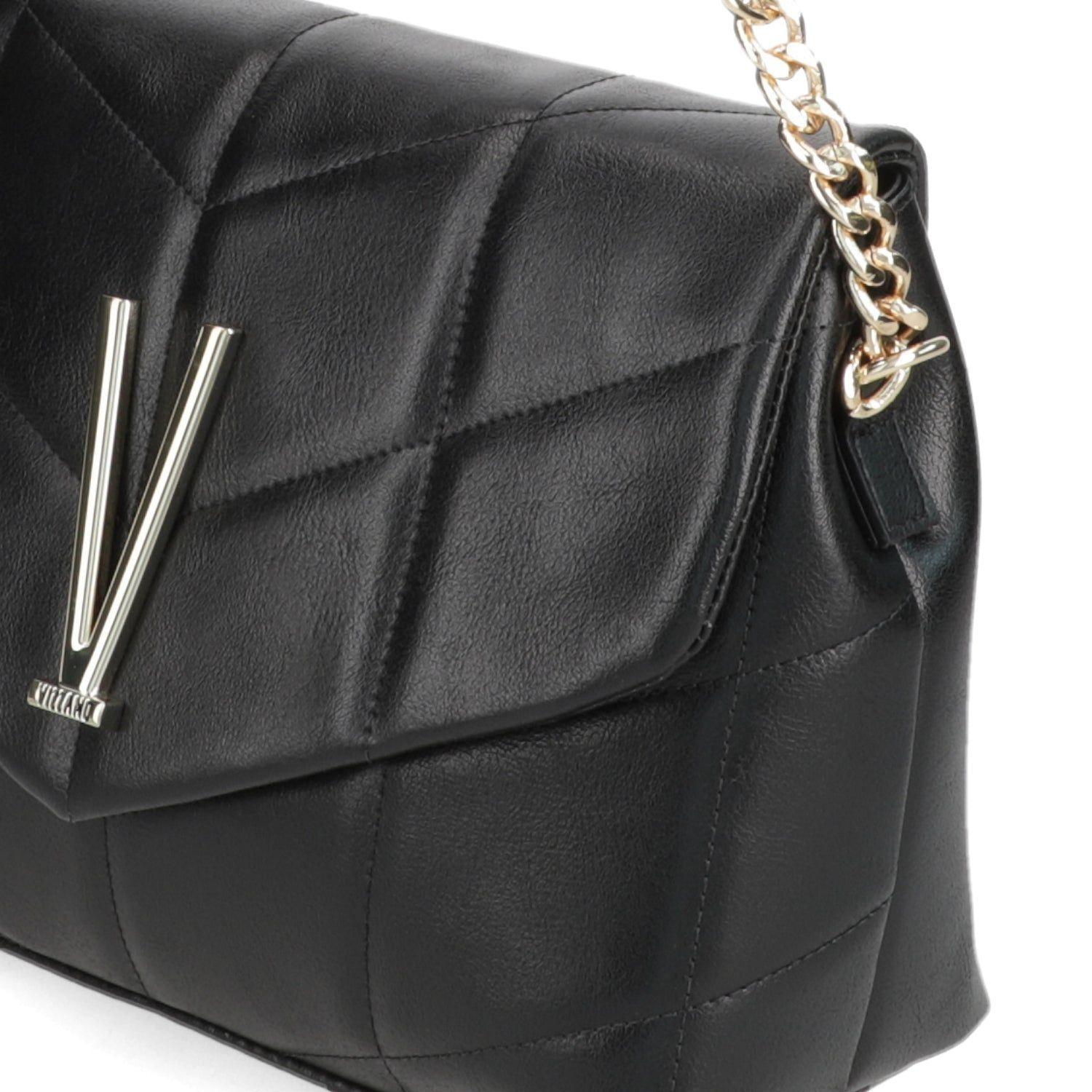 Cartera Bandolera Negra Vizzano con Detalle "V" Metálica-5