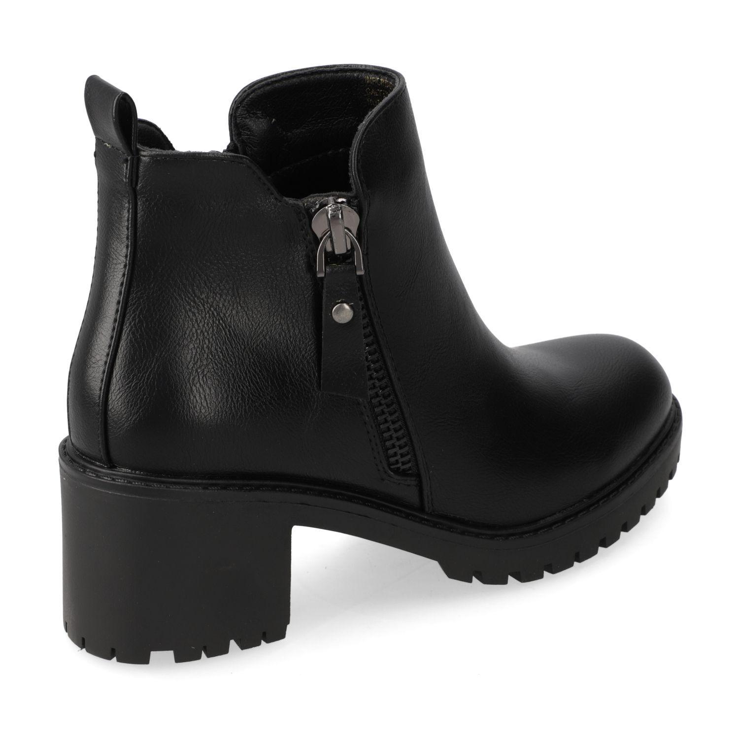 Botines Mujer New Walk Taco Ancho Negro-3