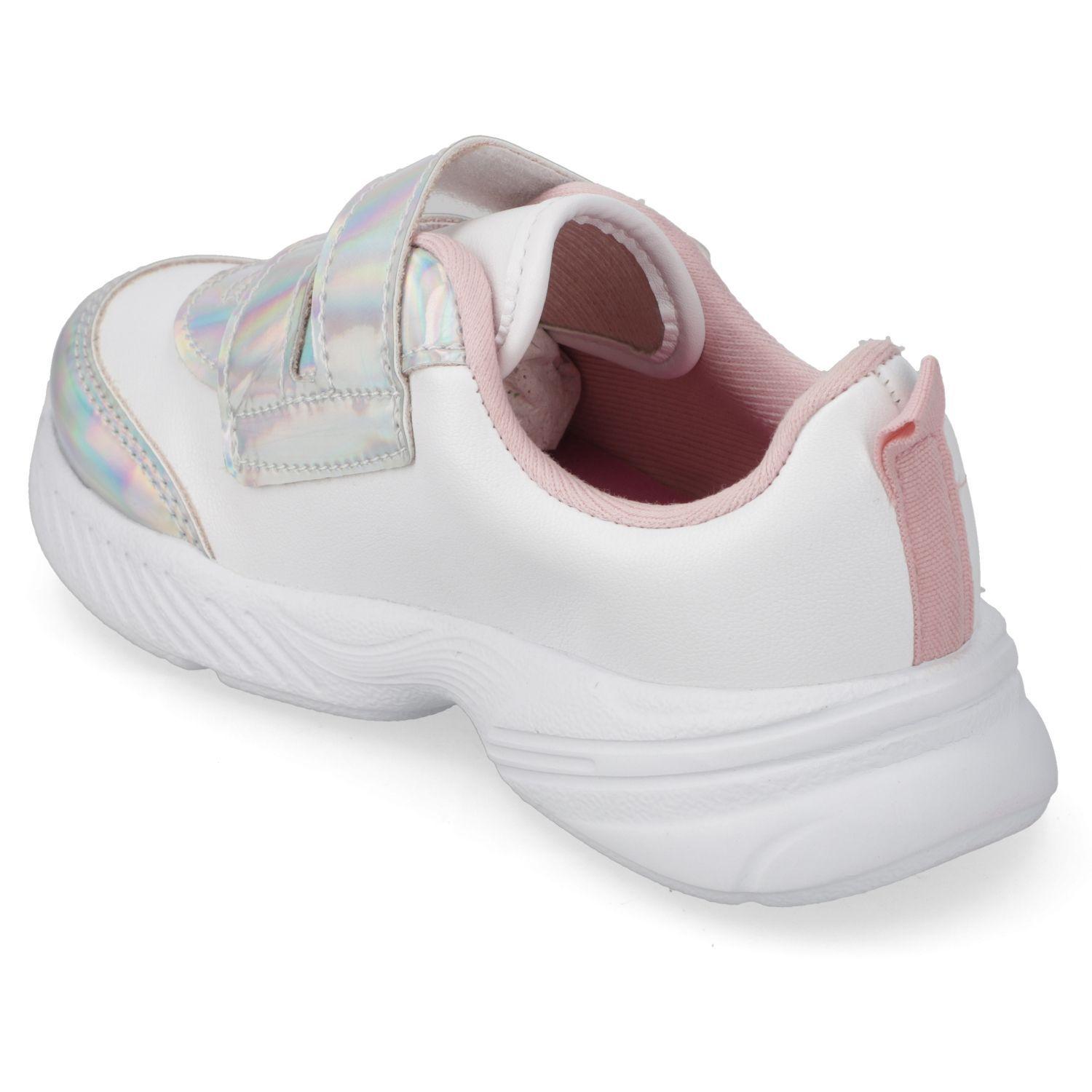 Zapatilla Blanca Niña con Cierre de Velcro Efecto Tornasol-3