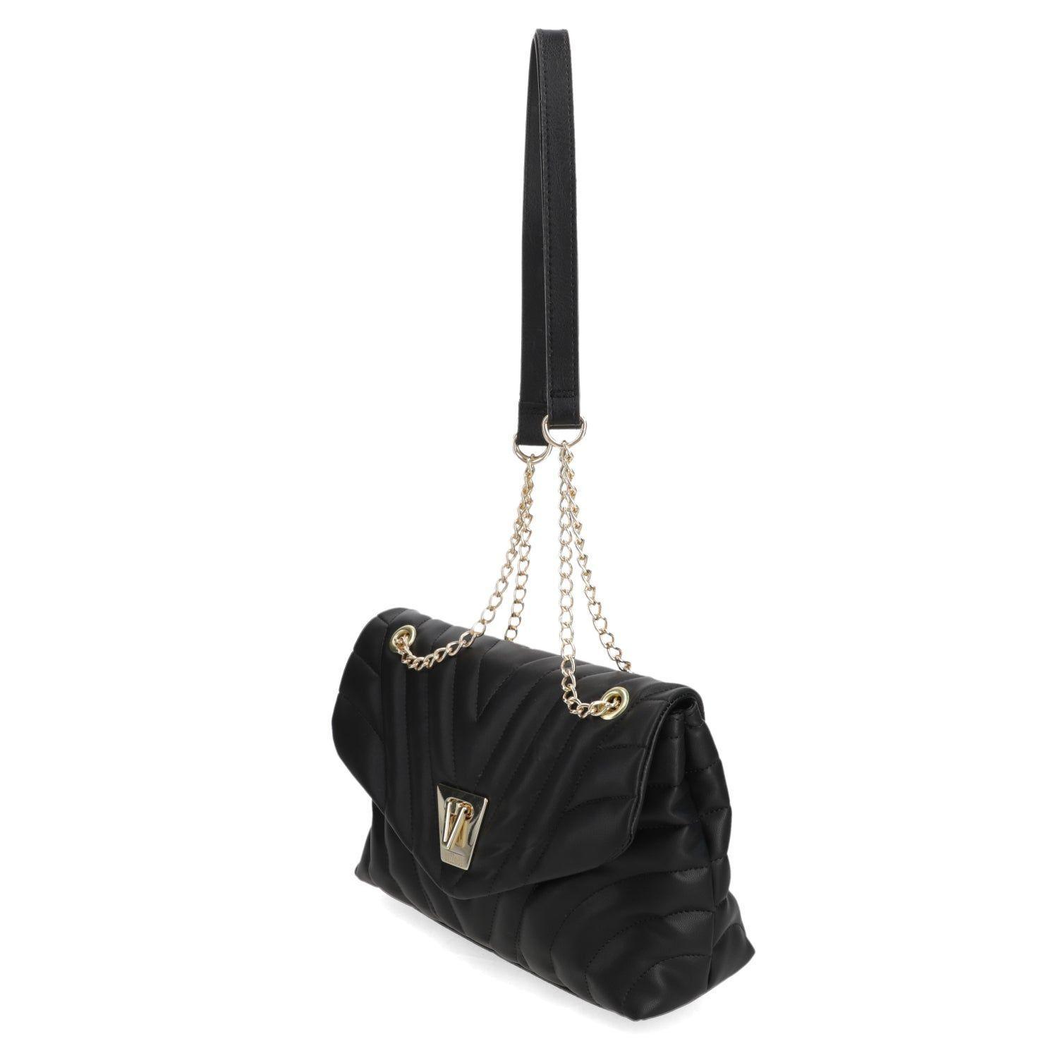 Cartera Bandolera Acolchada Negra Vizzano con Cadena-4