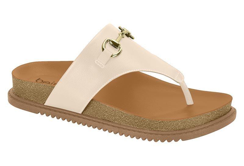 Sandalia Plana Beira Rio Crema 15588-0