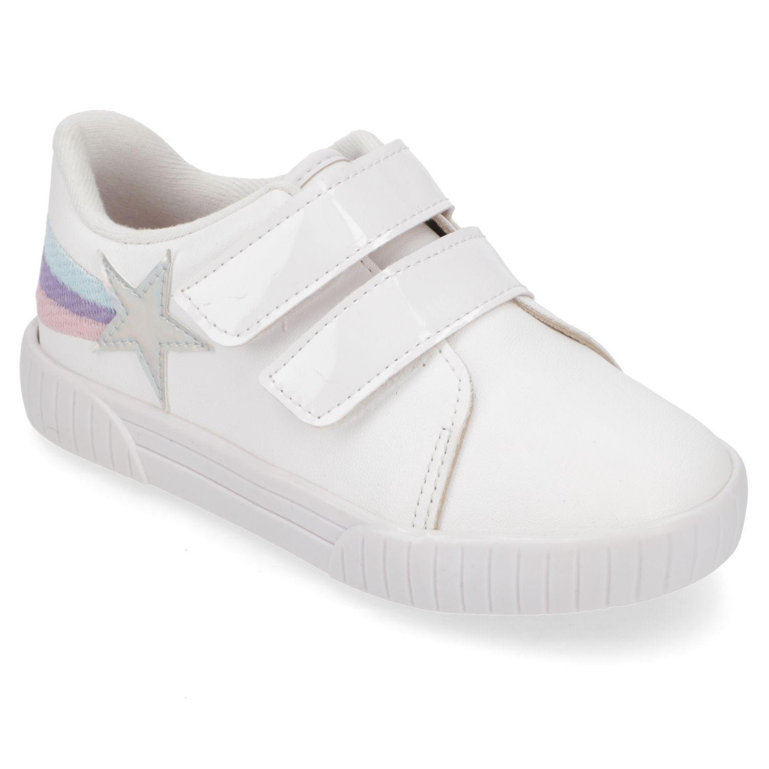 Zapatilla Blanca Niña con Velcro y Detalles Arcoíris Molekinha-0