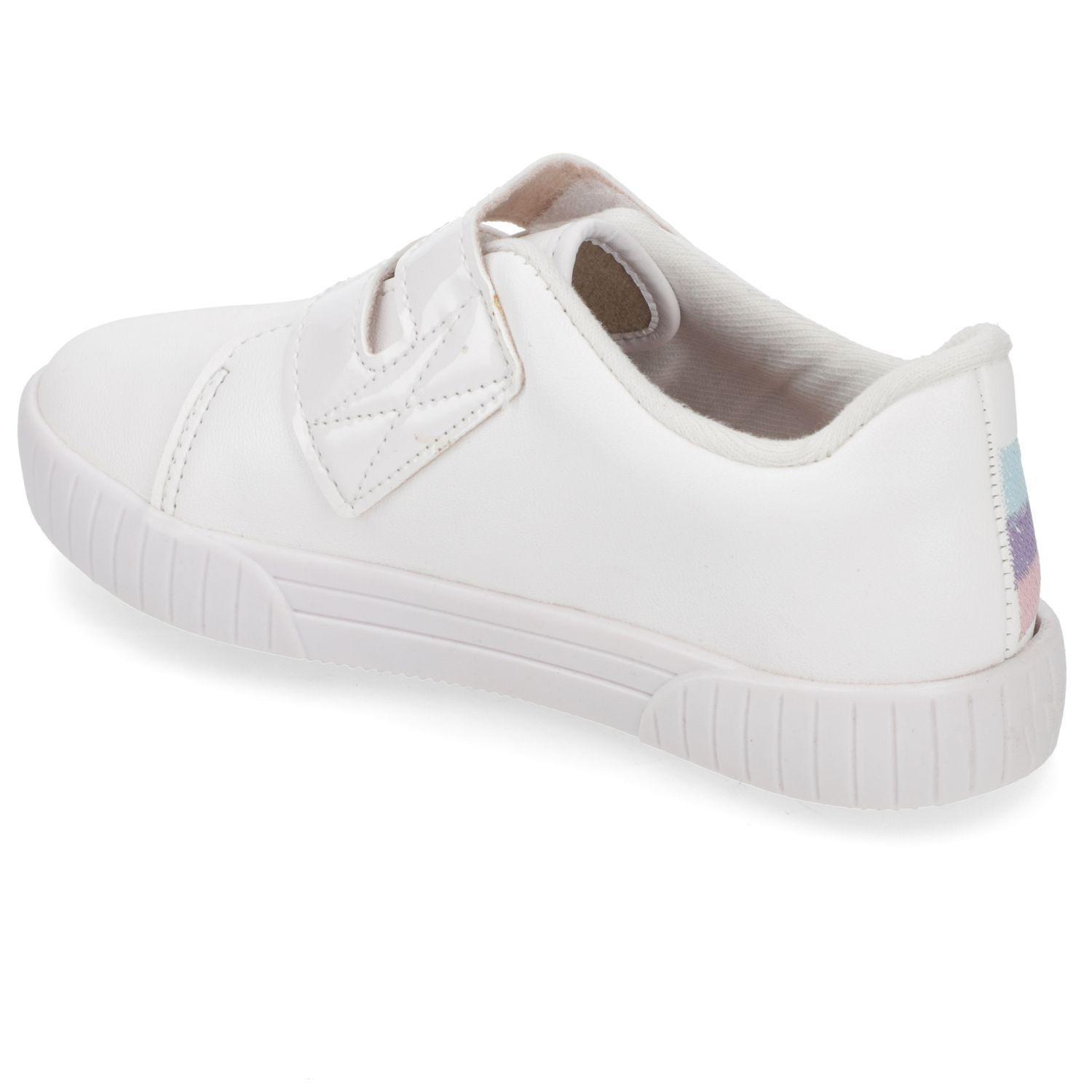 Zapatilla Blanca Niña con Velcro y Detalles Arcoíris Molekinha-3