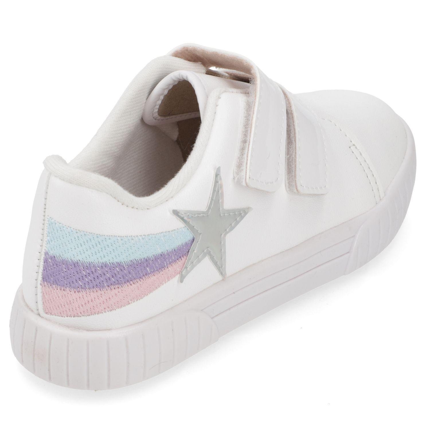 Zapatilla Blanca Niña con Velcro y Detalles Arcoíris Molekinha-4