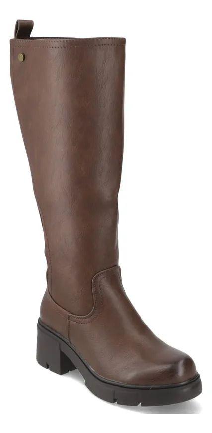 Bota Mujer Taco Ancho 5 Cm Café New Walk-5