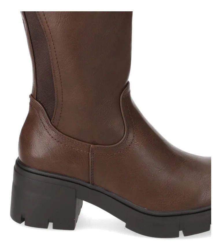 Bota Mujer Taco Ancho 5 Cm Café New Walk-6