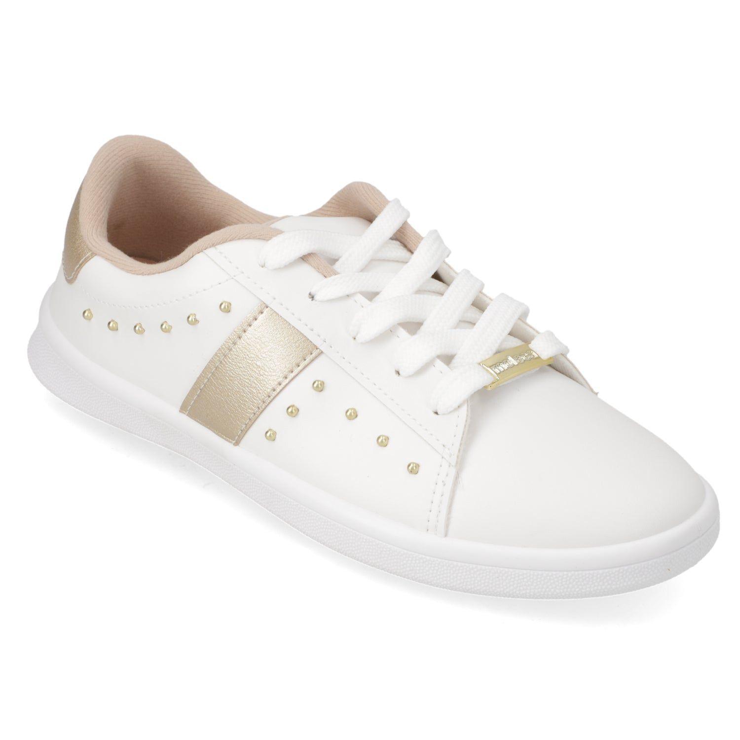 Zapatilla Casual Blanca con Tachas Doradas-1