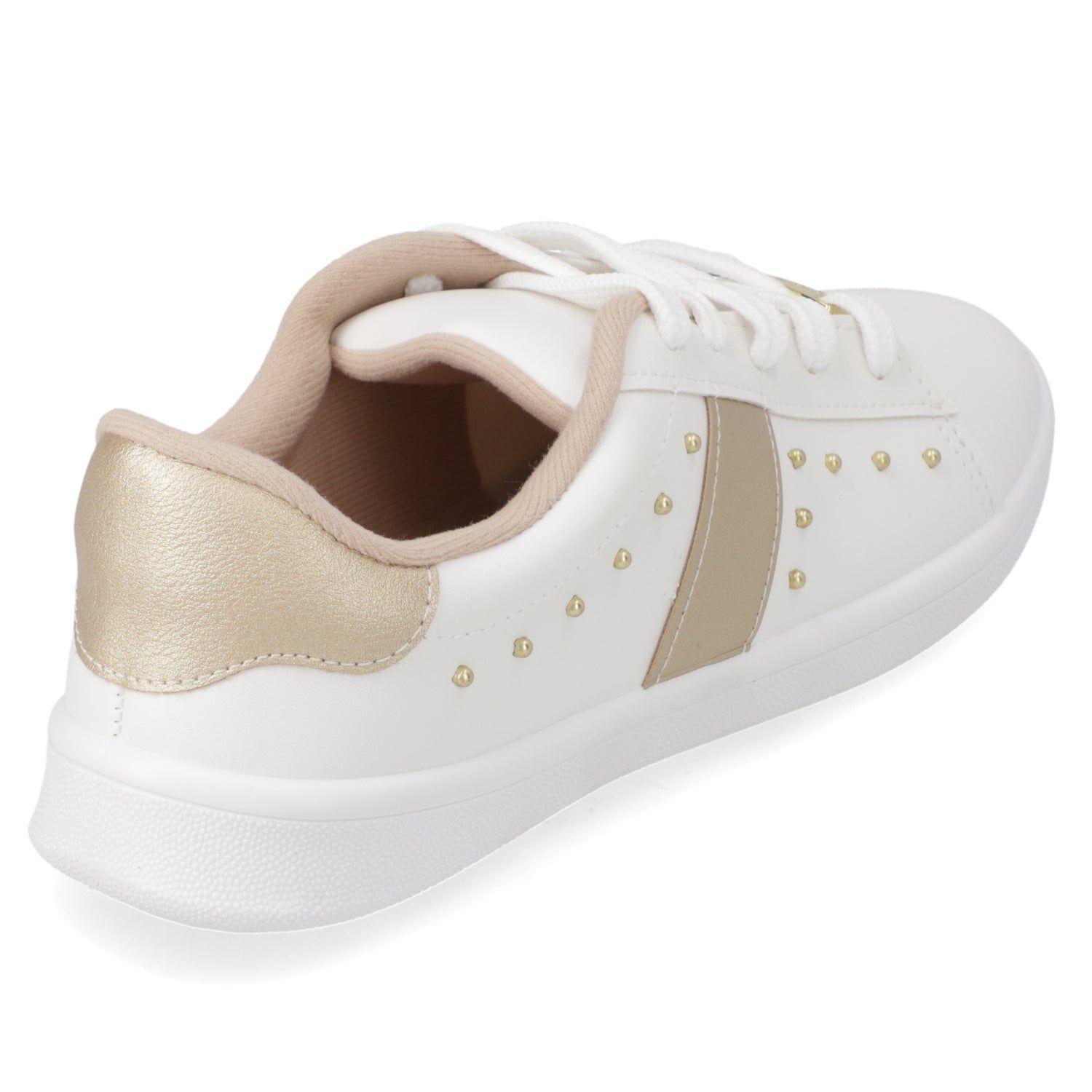 Zapatilla Casual Blanca con Tachas Doradas-5