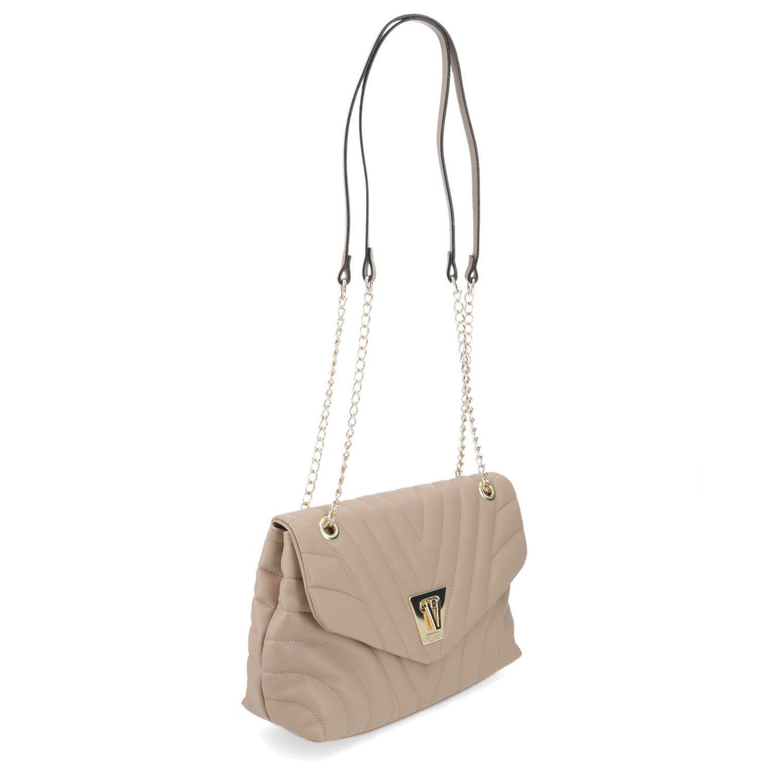 Cartera Bandolera Acolchada Beige Vizzano con Cadena-2