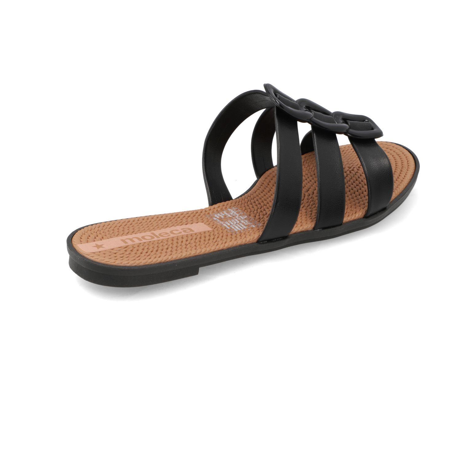 SANDALIA MUJER MOLECA NEGRA CON 3 HEBILLAS 5297-566-9569-15745-0