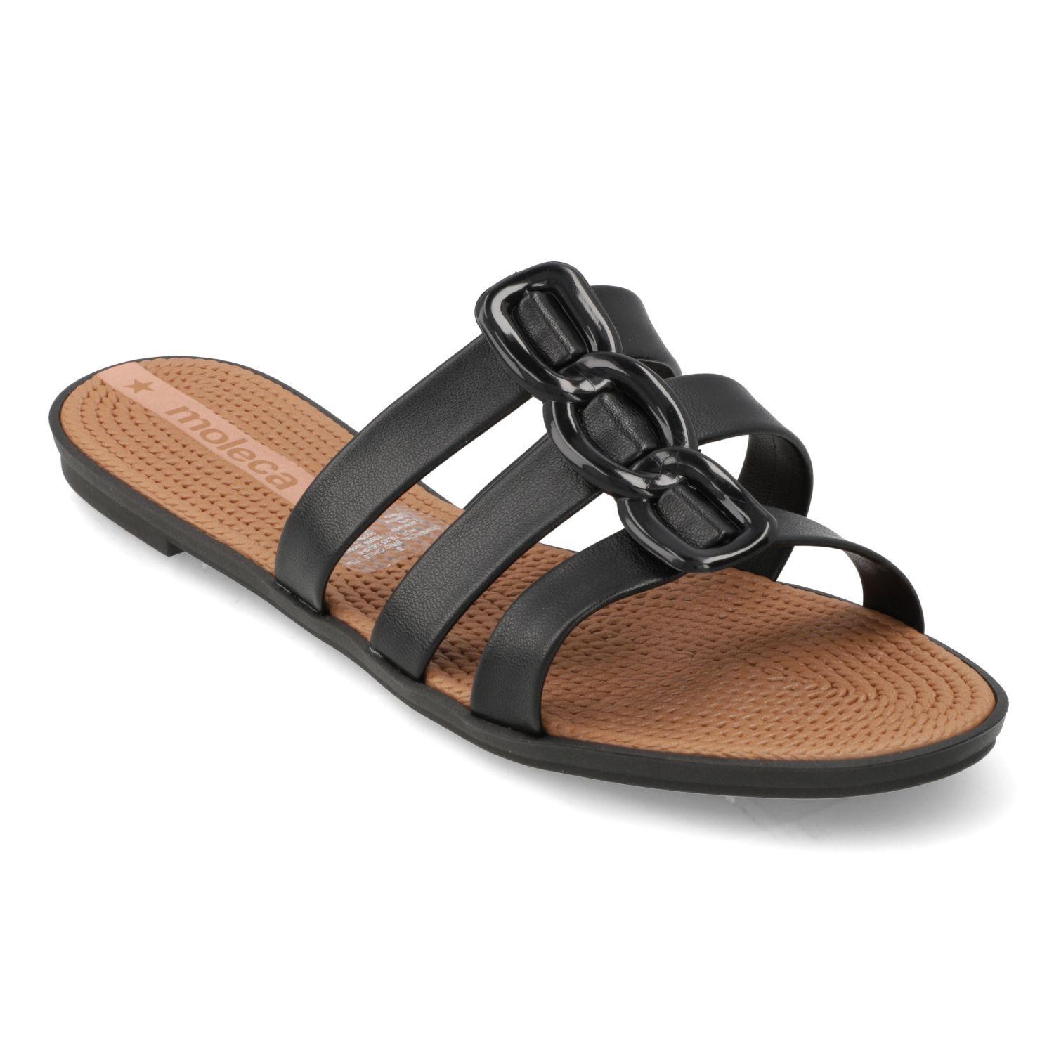 SANDALIA MUJER MOLECA NEGRA CON 3 HEBILLAS 5297-566-9569-15745-1