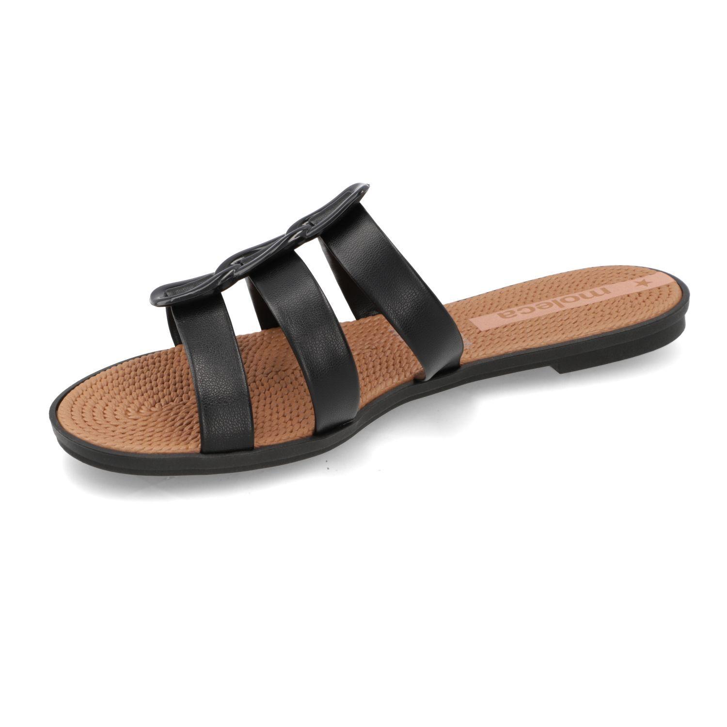 SANDALIA MUJER MOLECA NEGRA CON 3 HEBILLAS 5297-566-9569-15745-2