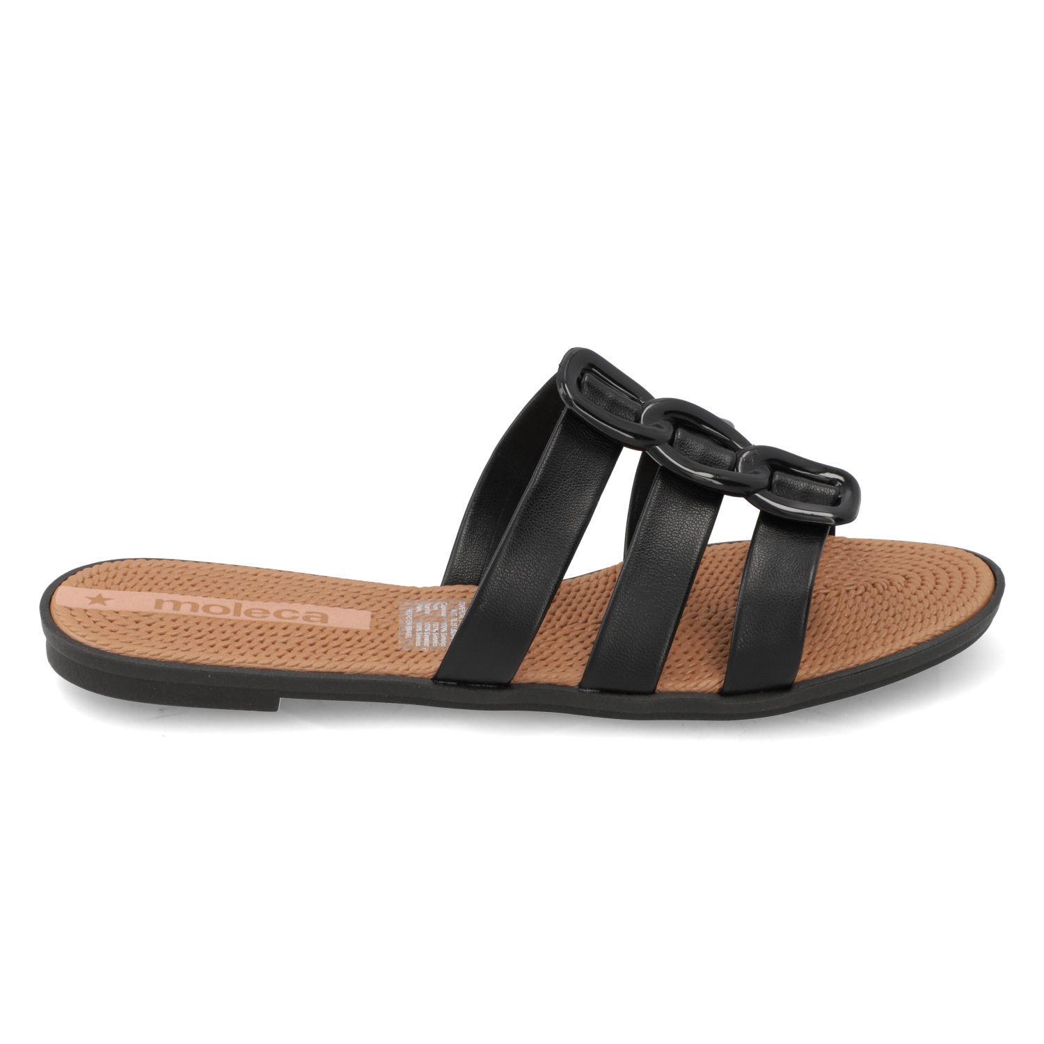 SANDALIA MUJER MOLECA NEGRA CON 3 HEBILLAS 5297-566-9569-15745-3