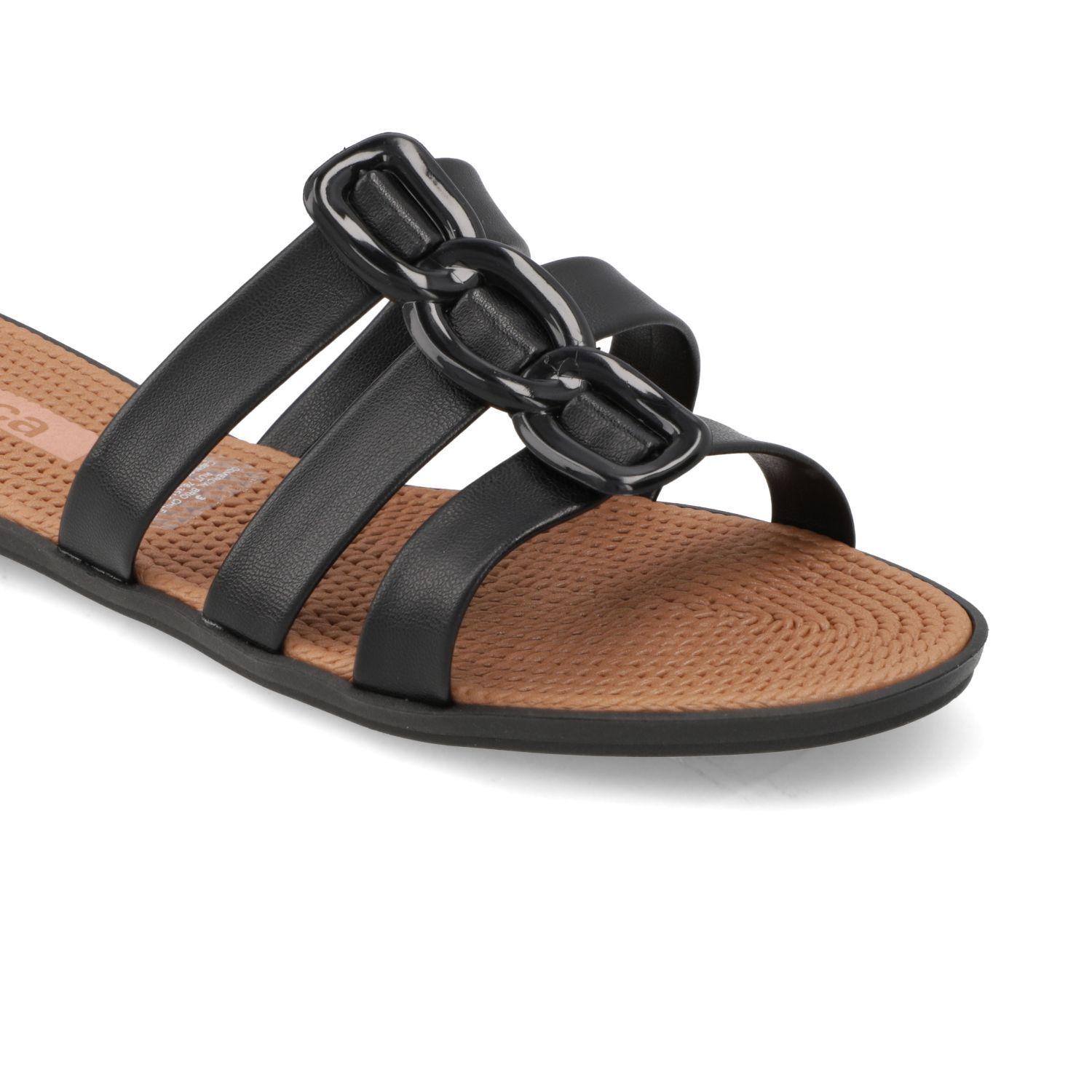 SANDALIA MUJER MOLECA NEGRA CON 3 HEBILLAS 5297-566-9569-15745-4