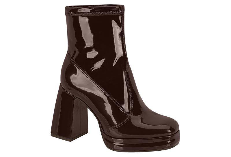 Botin Mujer Taco Cuadrado Charol Café 9080-101- Beira Rio-0