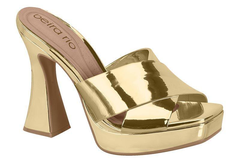 Sandalia Taco Beira Rio Dorado Metalico 11662-0