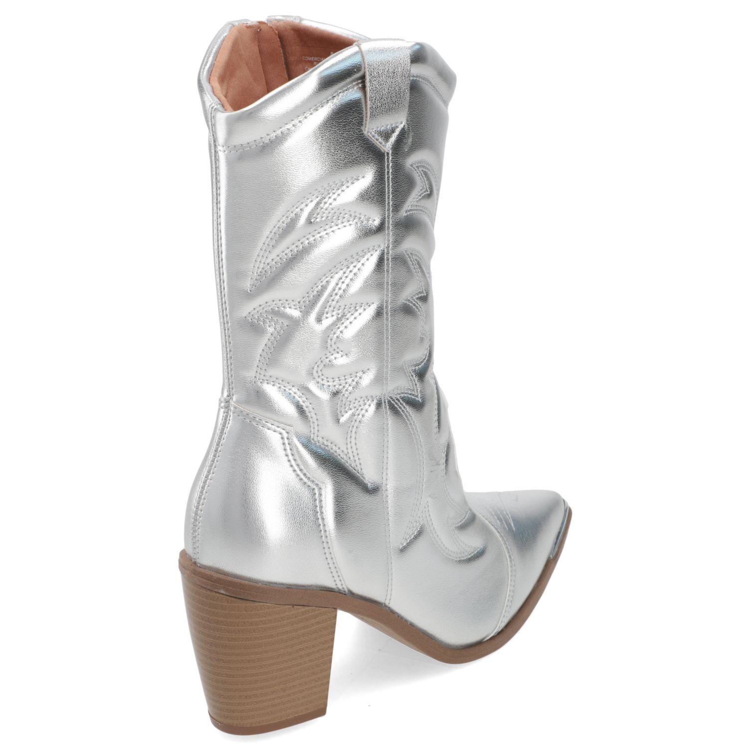 Bota Texana Plateada Vizzano-4