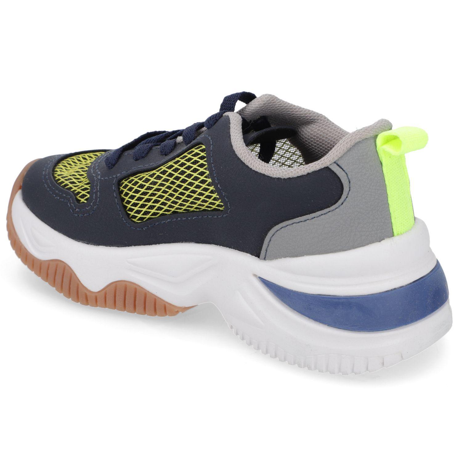 Zapatilla Deportiva Niño Azul con Detalles Amarillo Neón-3