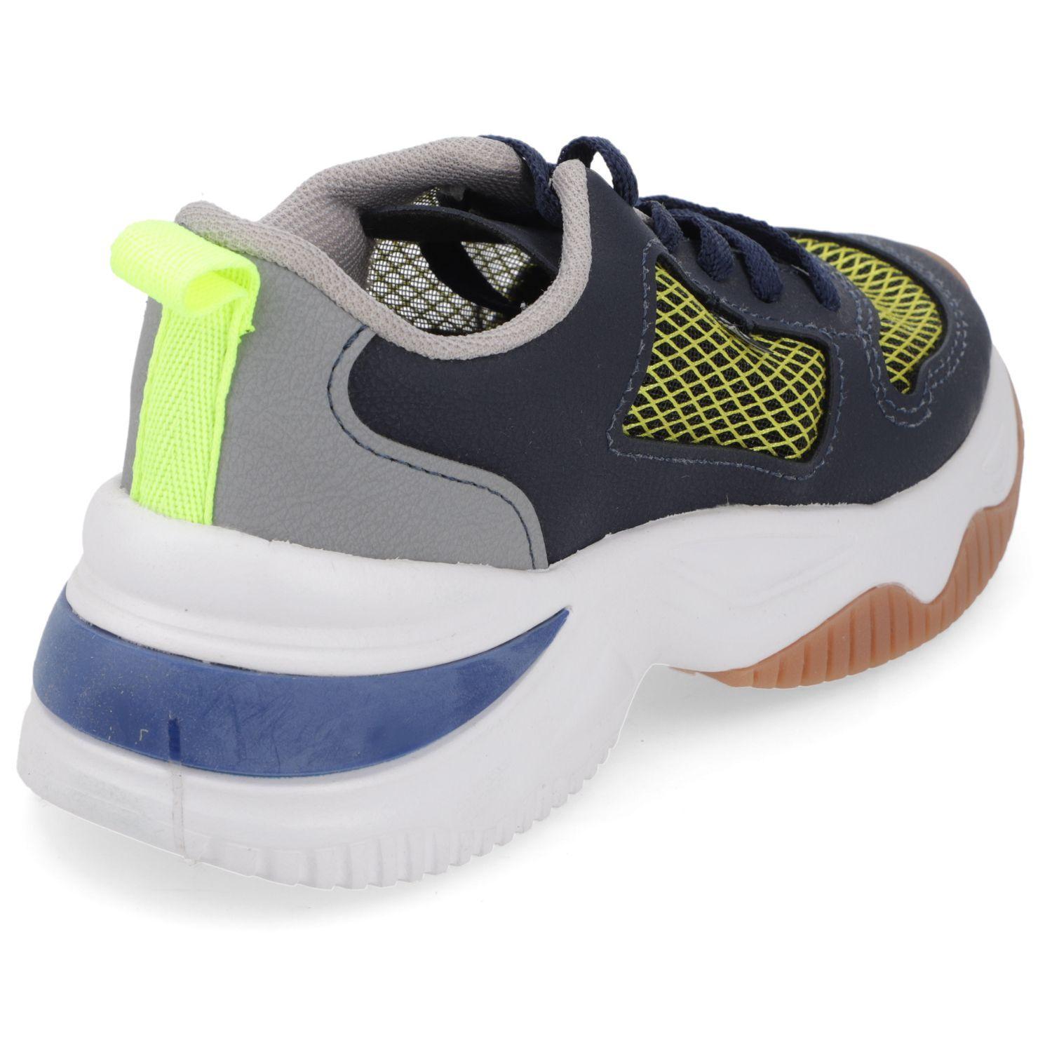 Zapatilla Deportiva Niño Azul con Detalles Amarillo Neón-4