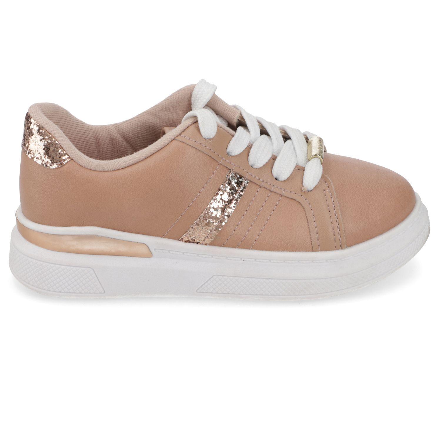 Zapatilla Urbana Niña Beige con Detalles Dorados Molekinha-1
