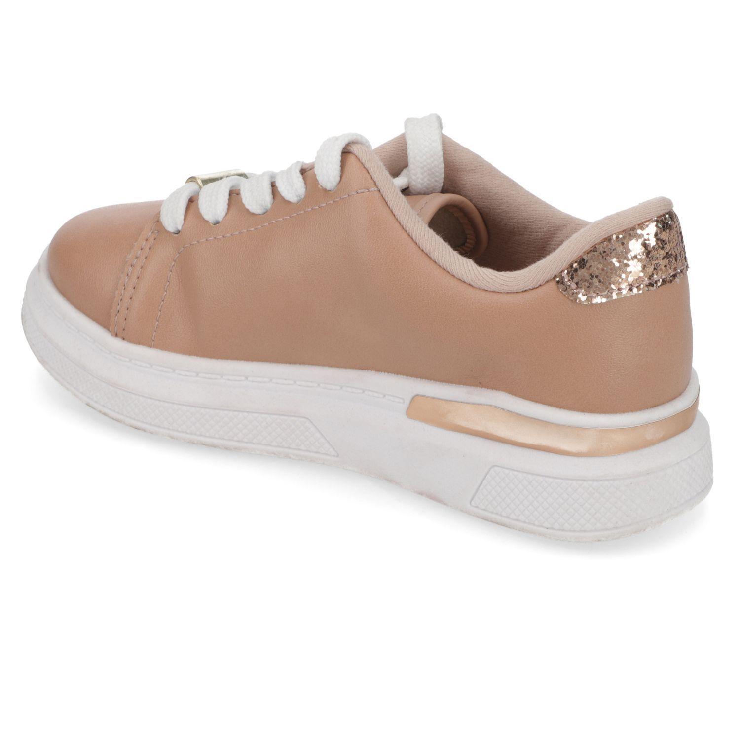 Zapatilla Urbana Niña Beige con Detalles Dorados Molekinha-3