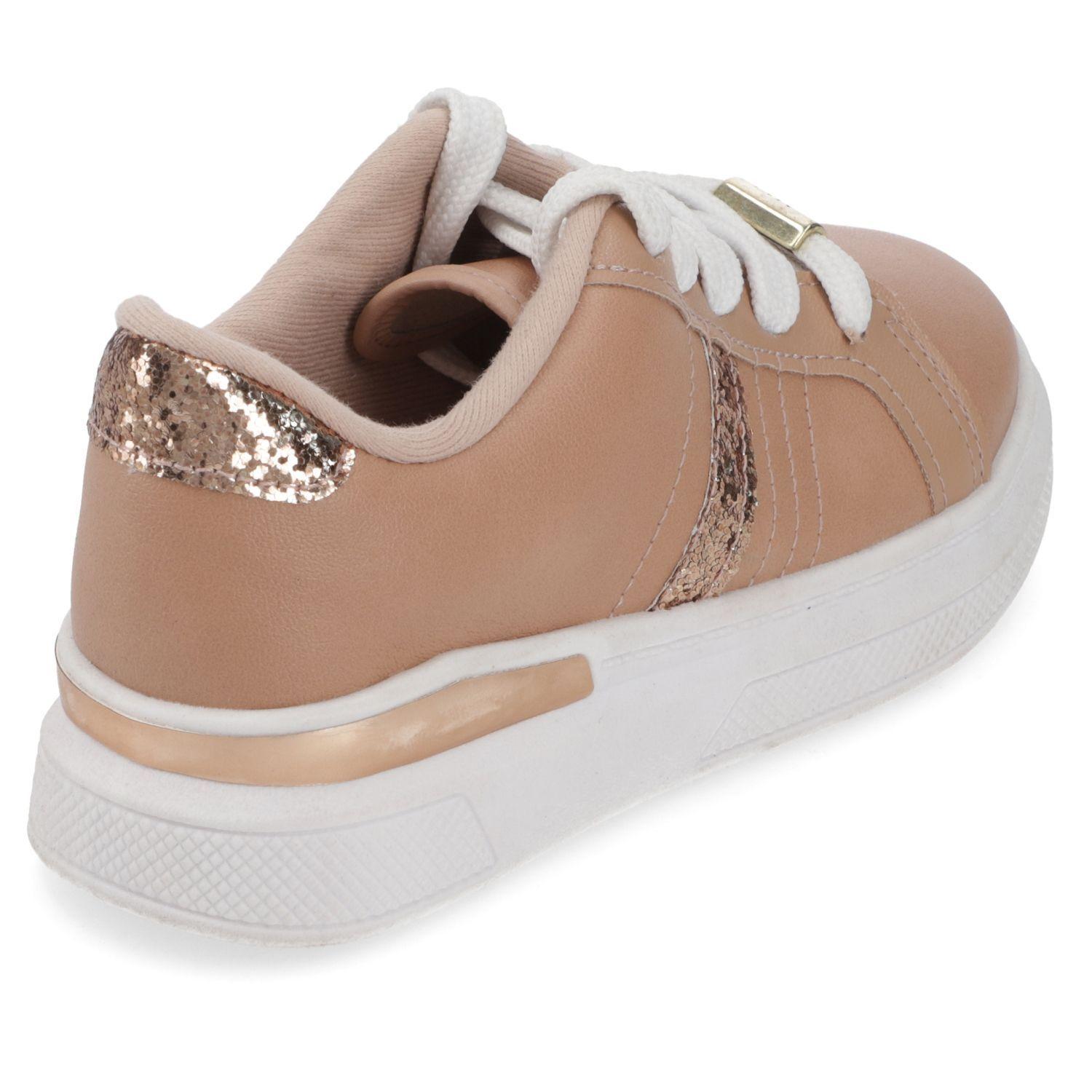 Zapatilla Urbana Niña Beige con Detalles Dorados Molekinha-4