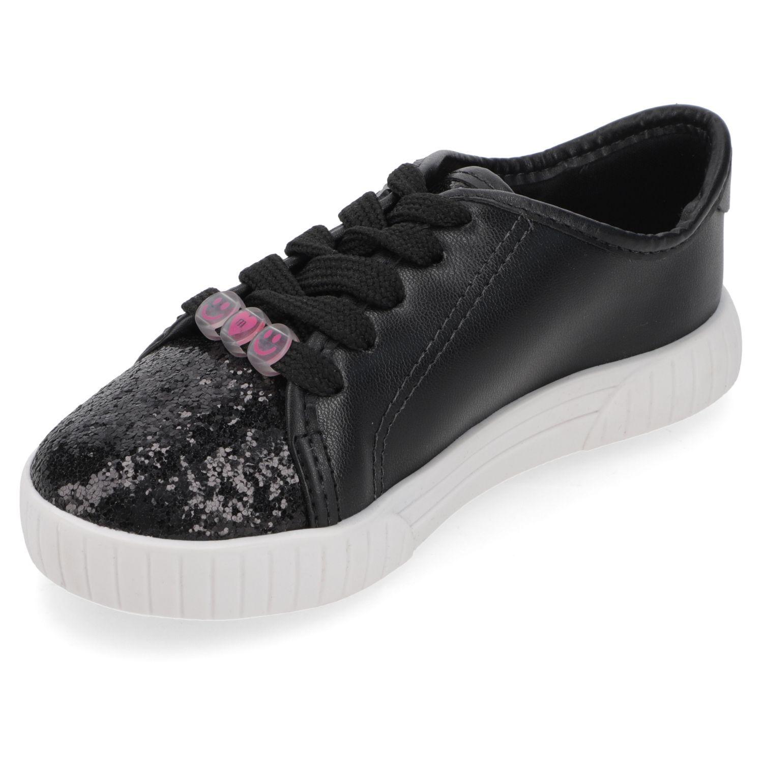 Zapatilla Urbana Niña Negra con Glitter y Mostacillas Molekinha-2
