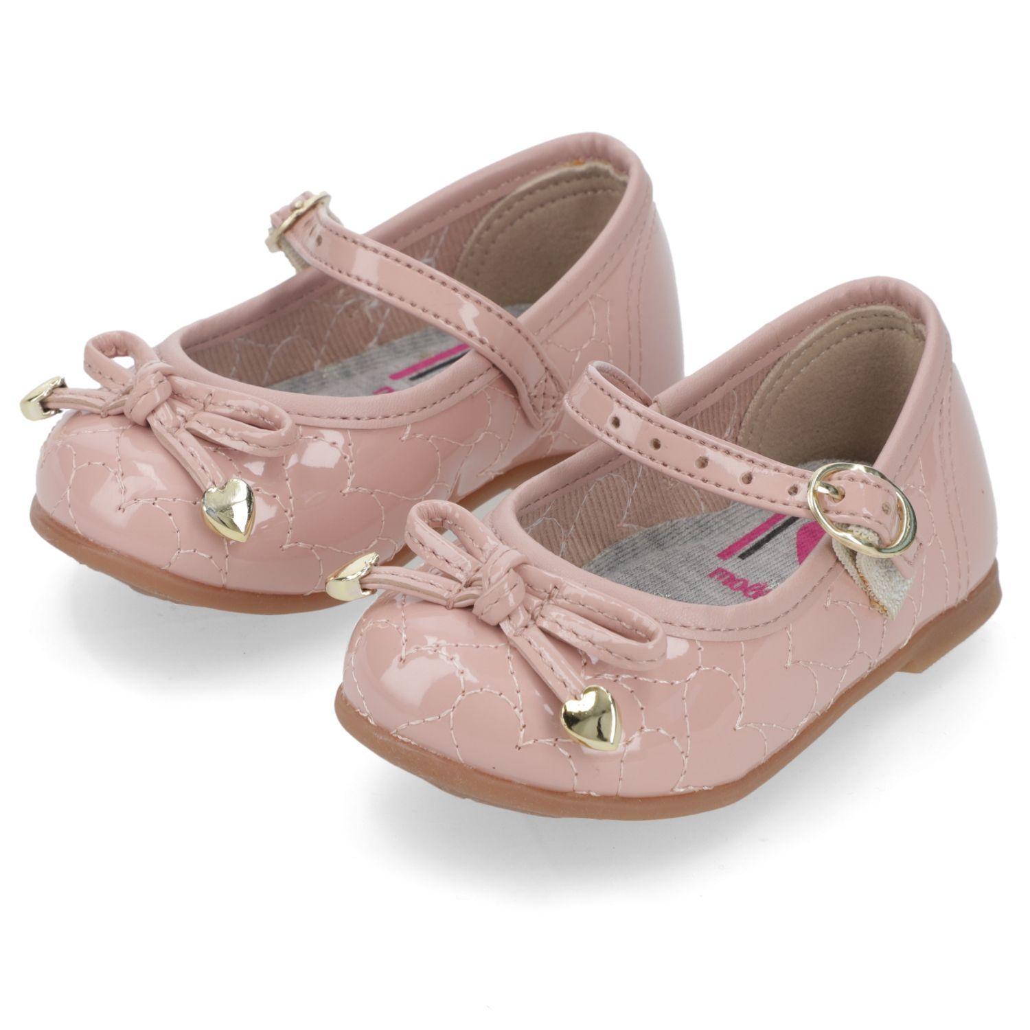 Sandalia Ballerina Bebé Niña Rosada con Corazones Molekinha-2