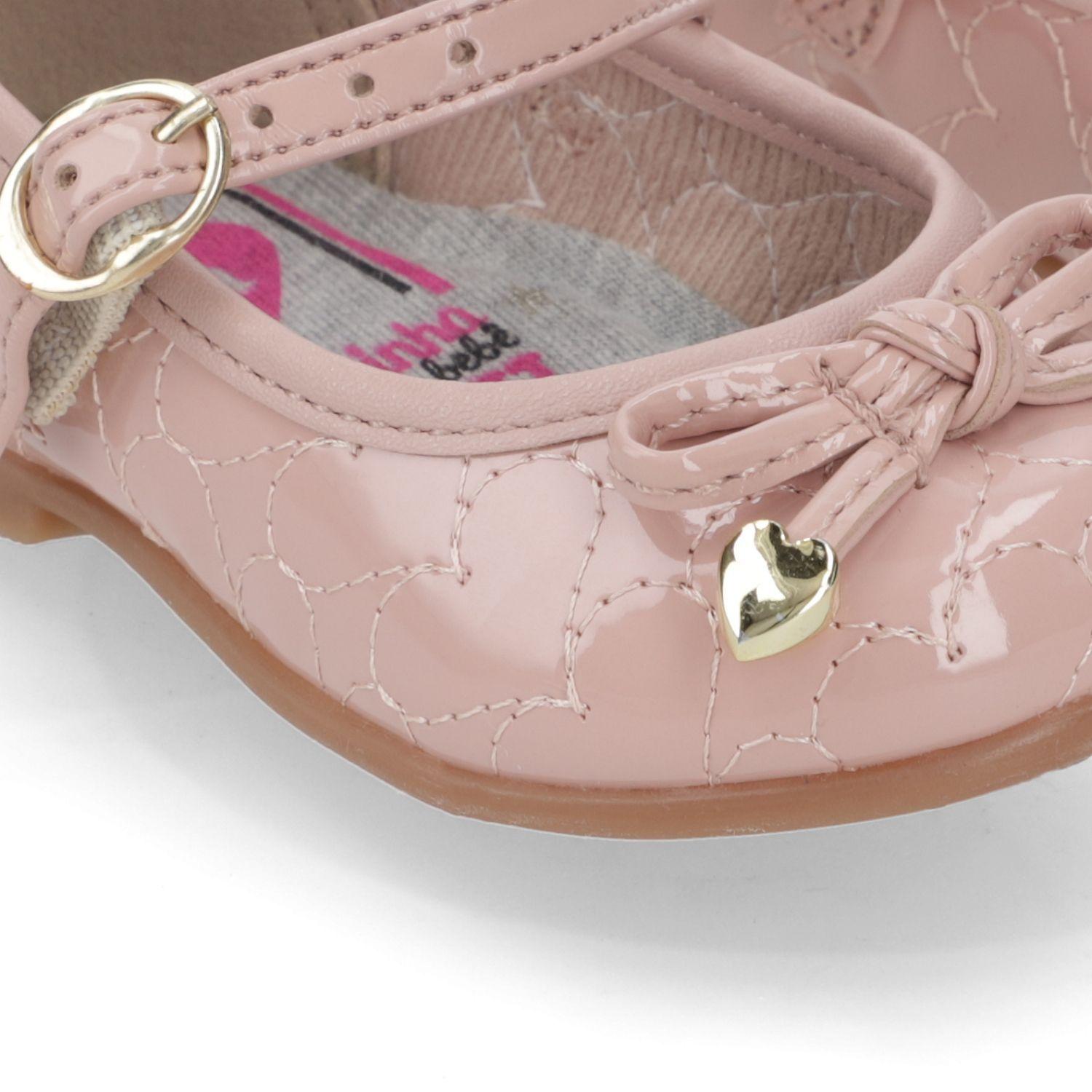Sandalia Ballerina Bebé Niña Rosada con Corazones Molekinha-5