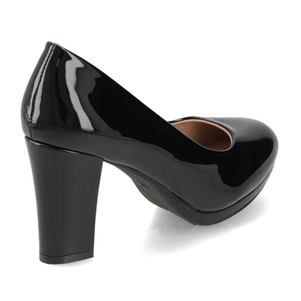 Zapato Taco Ancho Charol Negro New Walk-2