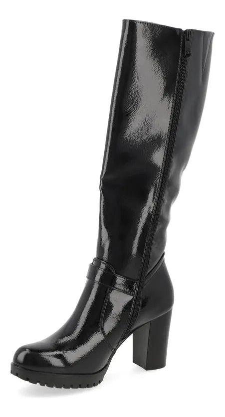 Bota Mujer Taco Ancho Negro New Walk-5