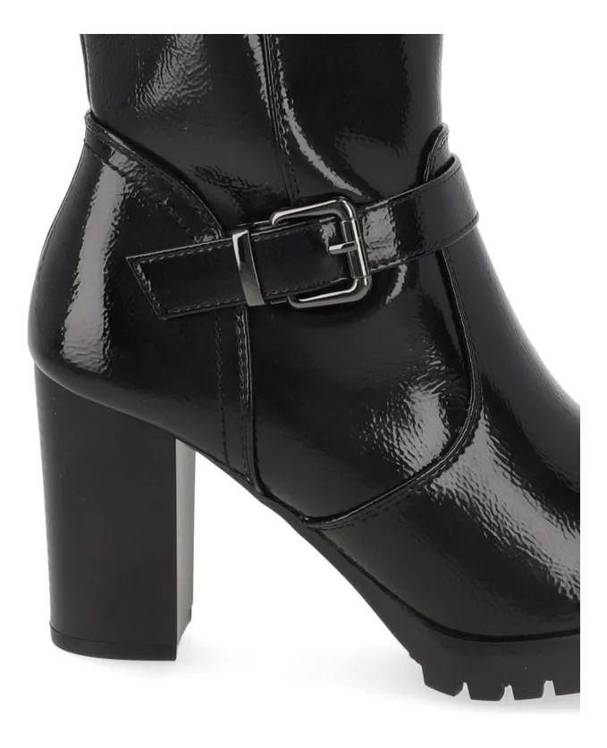 Bota Mujer Taco Ancho Negro New Walk-6