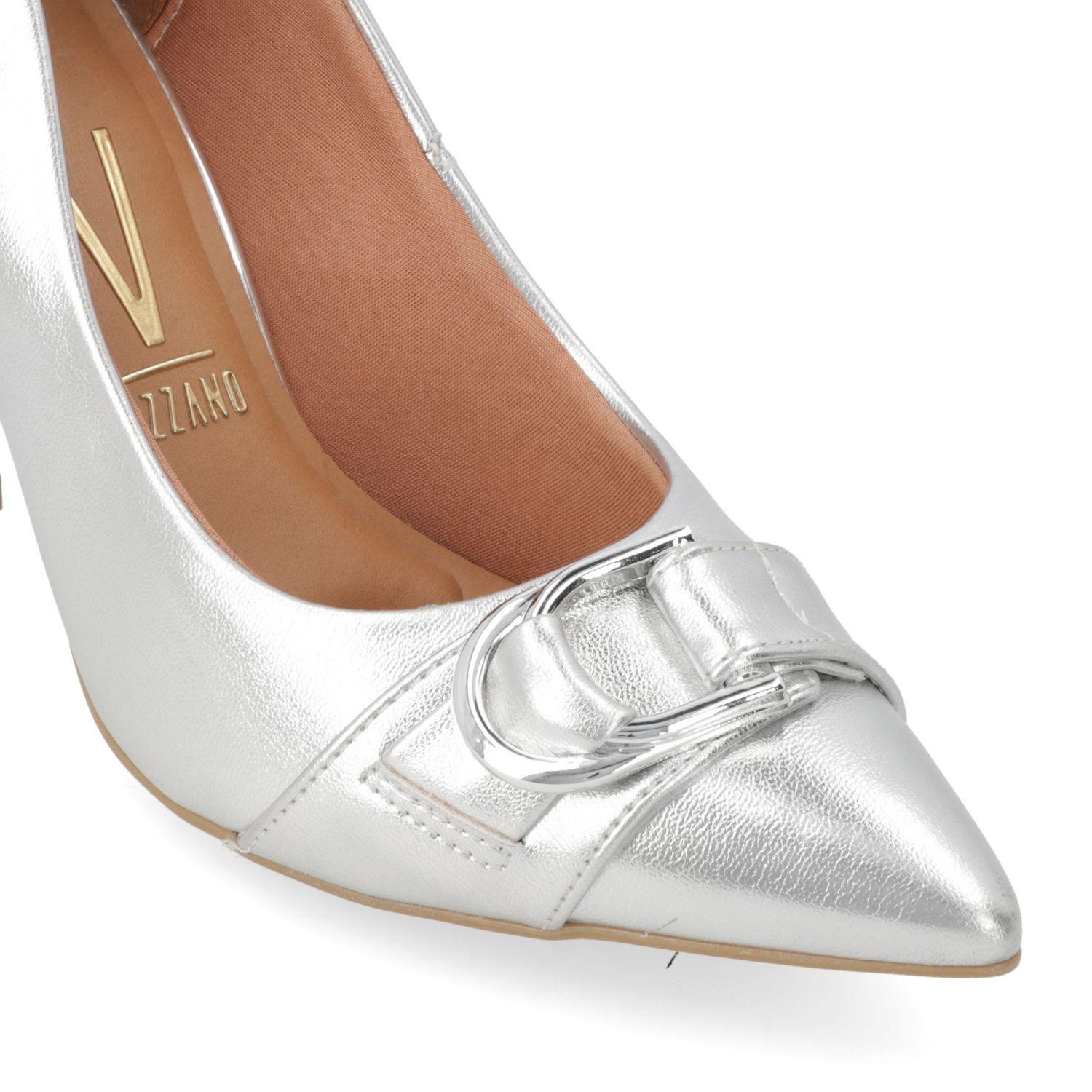 Stiletto Vizzano Plateado Metalico Taco 10 Cm Efecto Cuero-4
